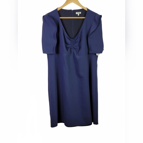 Kenzo Paris Ruched-Bust Mini Dress Navy Blue Size 46 - Picture 4 of 12